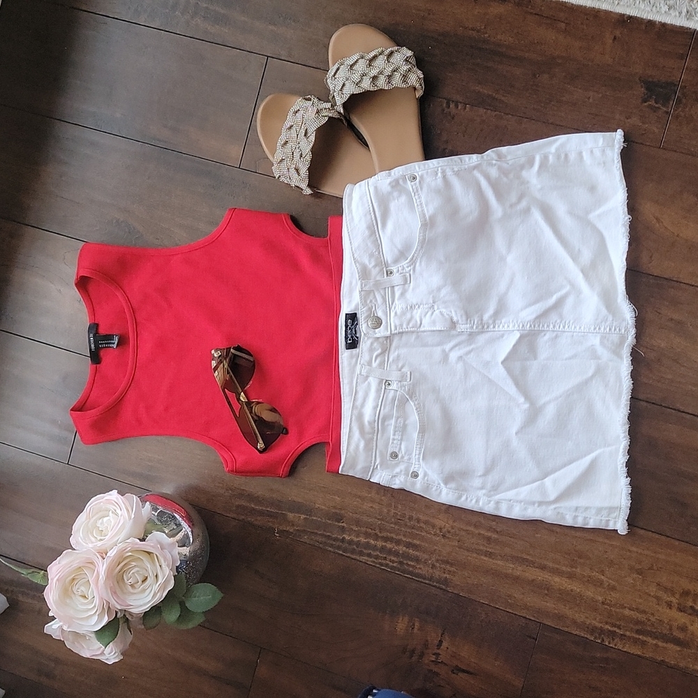 Bebe Mini Denim Skirt